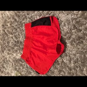 Red running shorts